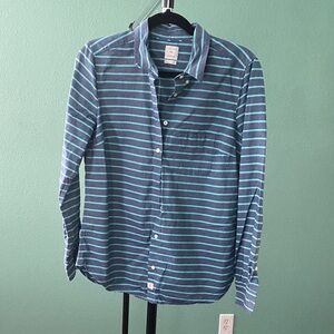 Gap Shrunken Boyfriend Striped Button Up Shirt Long Sleeve Collared Top EUC S M